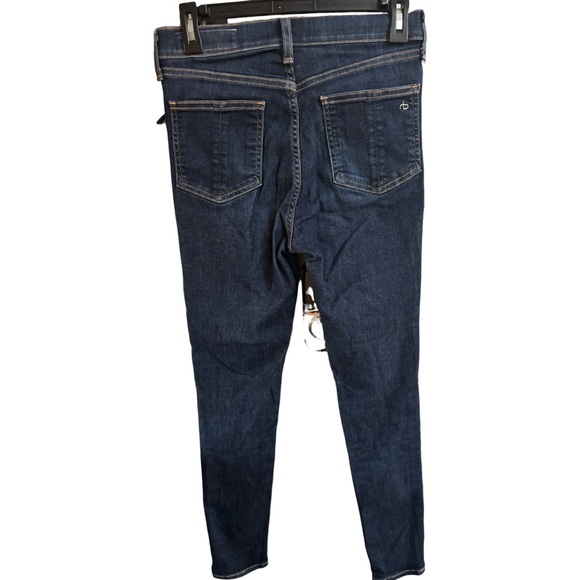 RAG & BONE HIGH RISE ANKLE SKINNY Mad River Tuxedo‎ Glossy Side-Stripe Jeans 27 - Picture 2 of 12